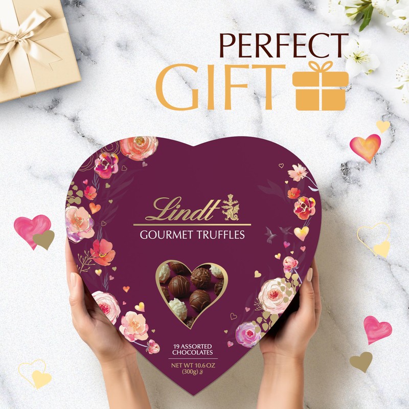 Lindt Valentine's Gourmet Truffles Assorted Chocolate Candy Heart, 10.6 oz.