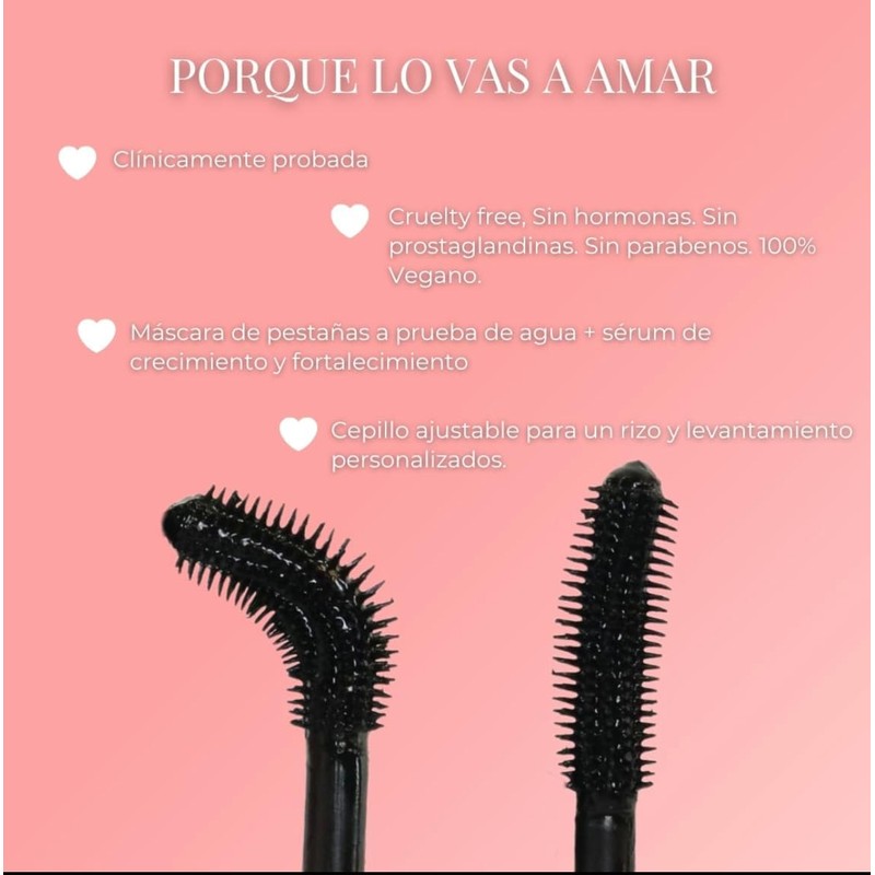 Lift Iconic Máscara Waterproof- Serum Infused- Con Cepillo Ajustable, Efecto