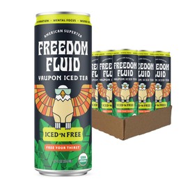 Freedom Fluid Organic Yaupon Iced Tea – Refreshing Lemon | Lightly Sweetened, Low Sugar, Low Calories, Real Brewed Tea, Clean Ingredients, Antioxidant Rich, Natural Caffeine, 12 Pack (12 oz cans)