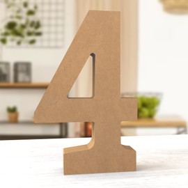 Aruatu 12 Inch Balsa Wooden Numbers Unfinished Wood Numbers for Wall Decor Decorative Standing Numbers Large Numbers for Wall Decoration for Craft Home Party Projects (4)