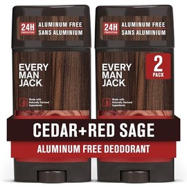 Every Man Jack Every Man Jack Cedar + Red Sage Mens Deodorant - Aluminum Free Deodorant - 24-Hour Odor Protection w/Naturally Derived Ingredients - 3oz (2 Pack)