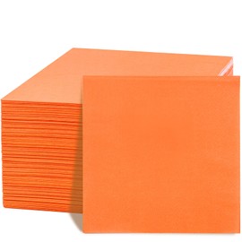 FLOWERCAT 100-Count 2-Ply Orange Napkins -Orange Cocktail Napkins Disposable Premium Quality - 5" x 5" Fall Paper Napkins for New Year Party,Fall,Bar,Weddings