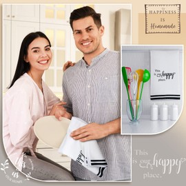 4 Pcs Kitchen Dish Towels Buffalo Check Plaid Farmhouse Hand Towel Ultra Absorbent Soft Quick Drying Dish Clothes Polyester Cleaning Cloth for Kitchen Home Supplies (Black with Stripe)