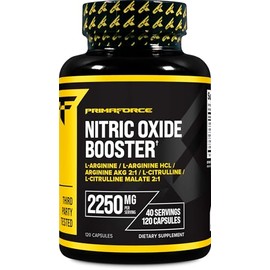 Primaforce Potenciador de óxido nítrico (2,250 mg, 120 cápsulas) – 40 porciones de nuestra mezcla de refuerzo de óxido nítrico para pre-entrenamiento y después del entrenamiento