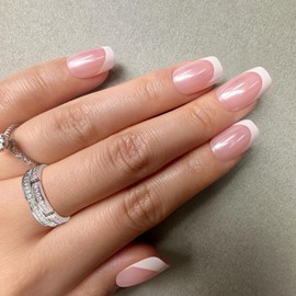 GJNL Uñas Postizas Cortas, Redondas Y Francesas, Regalo De Manicura Para Mujer, Brillantes, Semitransparentes, Reutilizables | 15 Tamaños - 30 Uñas Con Kit De Herramientas