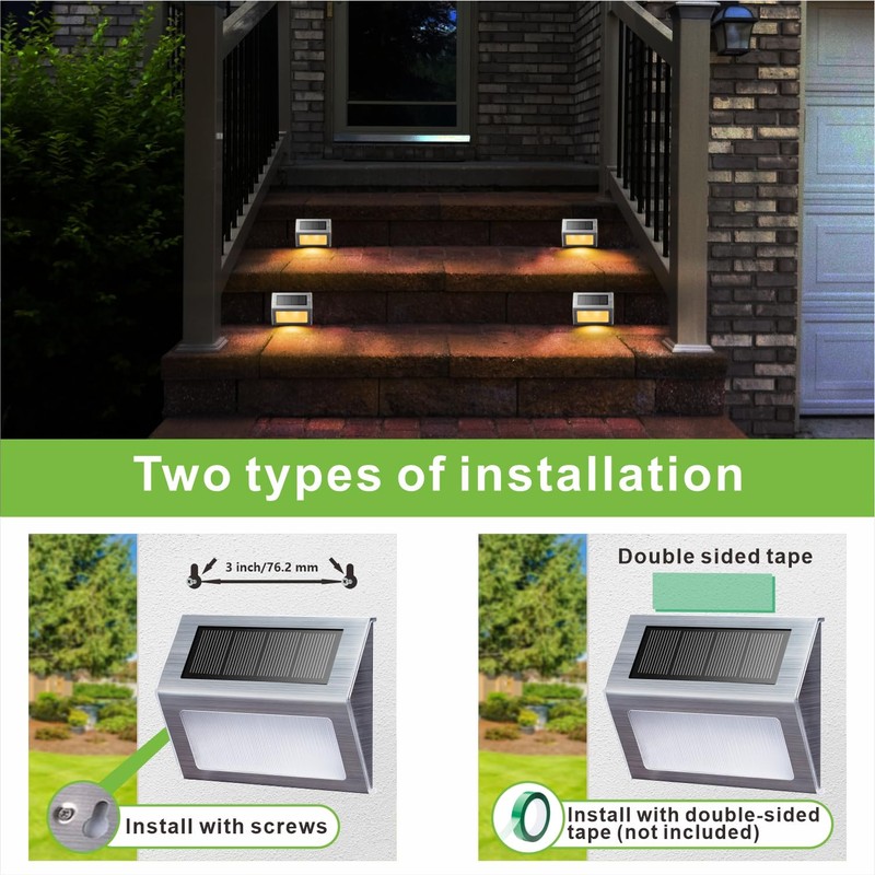 XLUX Solar Lights for Steps Decks Pathway Yard Stairs Fences,