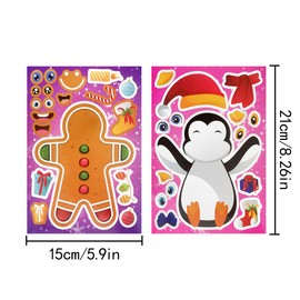 WELANE Christmas Activities Stickers, 16 Sheet Christmas Party Game Stickers for Christmas Party, Goodie Bag Filler (15 X 21cm/5.9 X 8.2in)