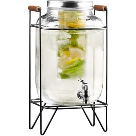 Style Setter Beverage Dispenser Cold Drink Dispenser w/ 2-Gallon Capacity Glass Jug, Metal Stand & Leak-Proof Acrylic Spigot, Metal Lid, Great for Parties, Weddings & More