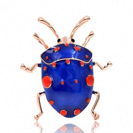 Jana Winkle Broche de escarabajo esmaltado para mujer, bonito broche para insectos, color azul, joyería de regalo, Diamante de imitación, estrás