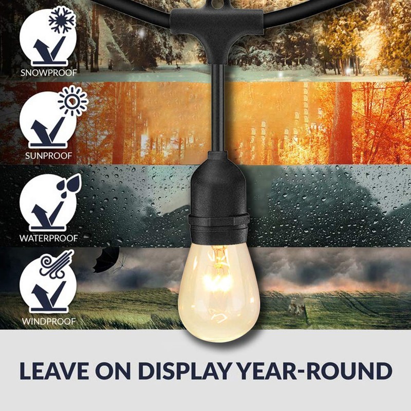 SUNTHIN Outdoor String Lights, 48FT Commercial Grade String Light with