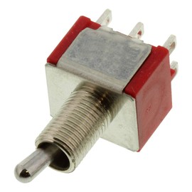 E-SWITCH 1003P1T1B1M1RE Toggle Switch, Miniature, On-None-On, 3PDT, Non Illuminated, 100 Series, Panel