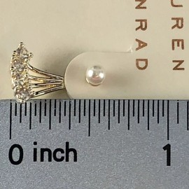 LC Lauren Conrad Earrings Silver-Tone Ear Jackets Cubic Zirconia & Faux Pearl