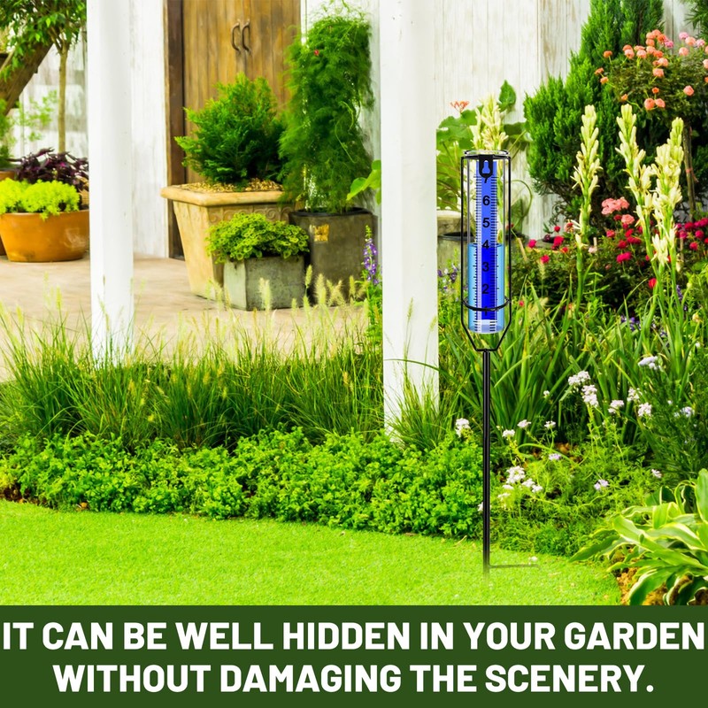 Rain Gauge for Outdoor 7 Inch Adjustable Height Rain Gauge