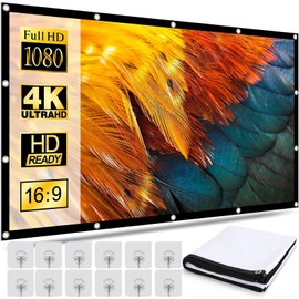 TPOUIDD Visualización de Proyector de 150 Pulgadas, 16:9 HD Pantalla de Proyector Portátil, Antiarrugas y Plegable，Adecuada para Exteriores, Interiores, Campamentos y Cine en Casa (150 Pulgadas)