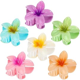Triko Set 6 Pinzas para Cabello de Flores de Hibisco, Accesorios para Mujer Estilo Hawaiano, Broches para el Pelo con Agarre Fuerte para Cabello Largo, Grueso y Fino