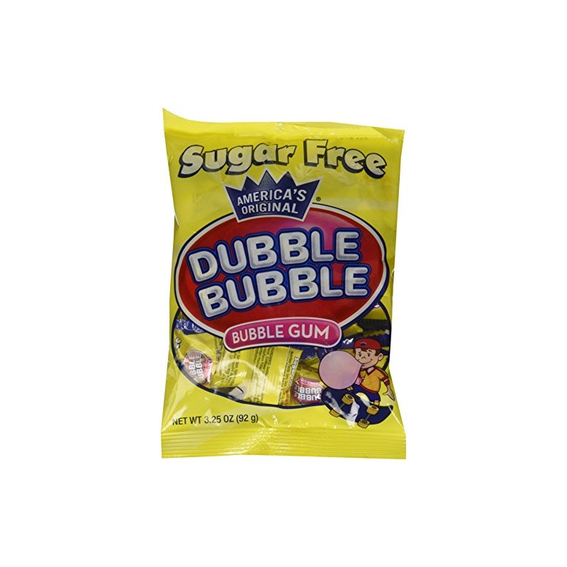 Dubble Bubble Sugar Free, 3.25-Ounce Bags (Pack of 12)