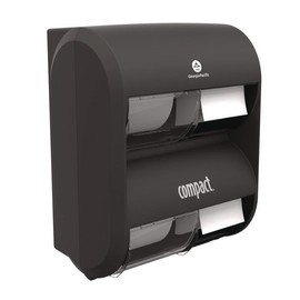 COMPACT® 4-ROLL Quad Plus CORELESS HIGH-Capacity Toilet Paper Dispenser, Black, 1 Dispenser