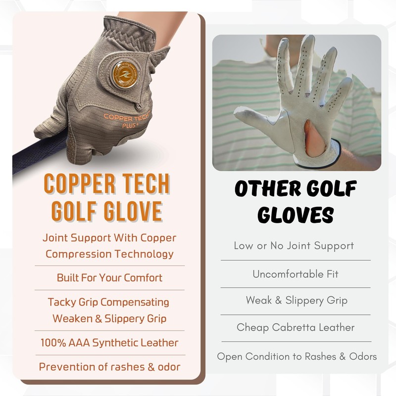 Copper Tech Women's Golf Gloves - Joint Support for Golfers