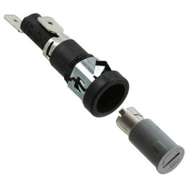 BUSSMANN BK-HTB-96I-R (HTB-96I) Cartridge Fuse Holder. Low-Profile Snap-In. For 6x30mm (1/4 in x 1-1/4 in) Fuses. In-Line Panel Mount