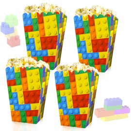 12 PCS Building Block Popcorn Boxes Building Block Party Supplies Building Block Party Favor Boxes Building Block Birthday Party Favors Building Block Party Decoration