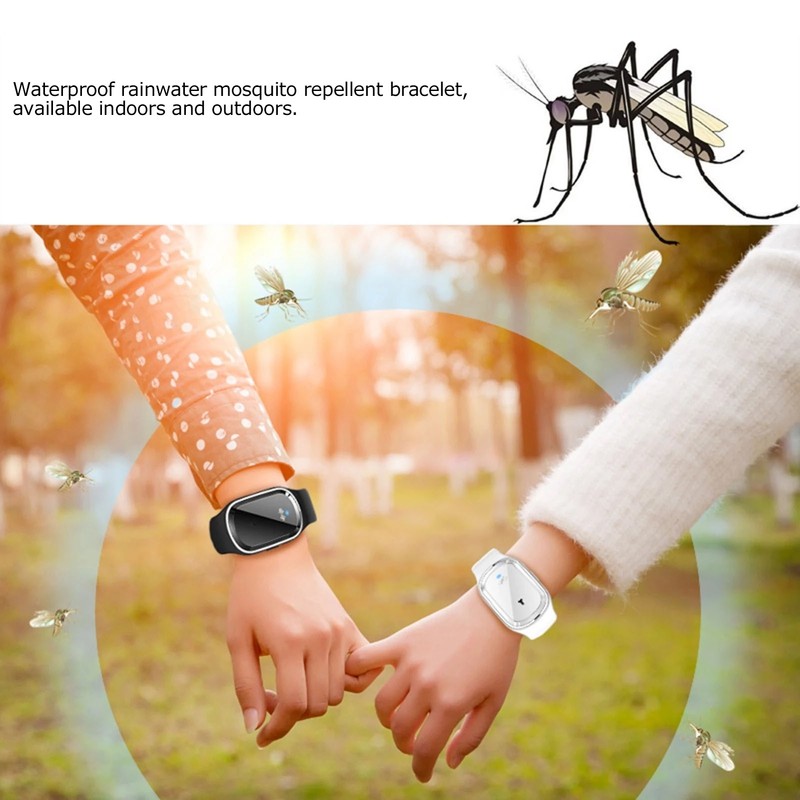 Outdoor Mosquito Repellent Bracelet Ultrasonic AntiMosquito Wristband for Children Adult(White