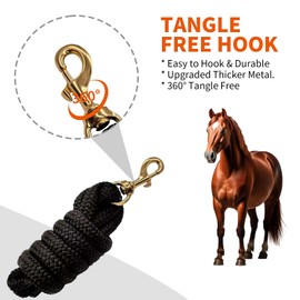 Double Nylon Horse Lead Ropes – 10FT / 15FT Durable Lightweight Lead Ropes for Horses with Snap Hook