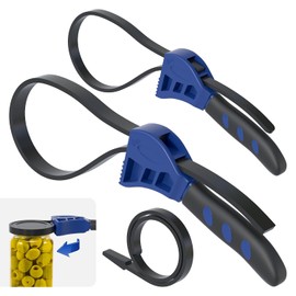 Strap Wrench Set, 2pcs Adjustable Rubber Strap Wrench, Oil Filter Strap Wrench, Max Diameter 4" and 6" with Rubber Belt, Jar Opener for Weak Hands