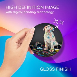 1 x Round Coaster - Naughty Labrador Puppy Dog Cork Backed MDF Glossy Tea Coffee Accessory #15603