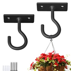 QTJUST 2Pcs 2.5in Ceiling Hooks for Hanging Plants Black
