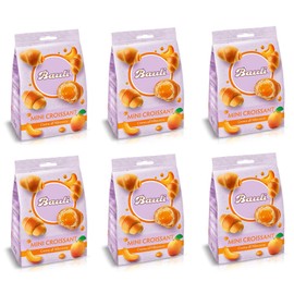 6x Bauli Mini Croissant with Cream All'albicocca with Apricot Cream 75g Italian Snack Nibble Item