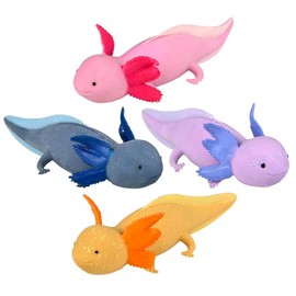 All 4 Jumbo 9" Grow an Axolotl - Add Water and it Grows - Gift - Fun Critter Fun Science Expanding Novelty Magic Absorbent Polymer Toy (Set of All 4 Color Larger (9") Axolotls)