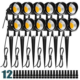 ZUCKEO 10W Landscape Lighting Low Voltage LED Landscape Lights, IP66 Waterproof Landscape Spotlights Yard Lawn Garden Outdoor Lights 12V 24V 1000LM Warm White (12Pack with Connectors)