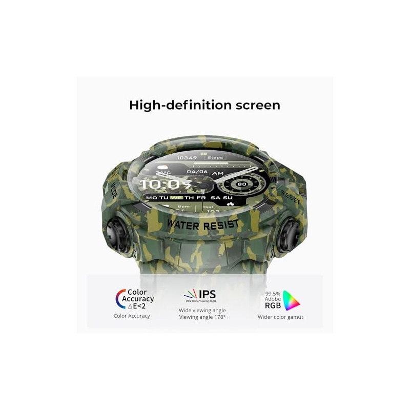 MIDDOW Military Smart Watch with Flashlight (Answer/Make Call) Compass, Heart
