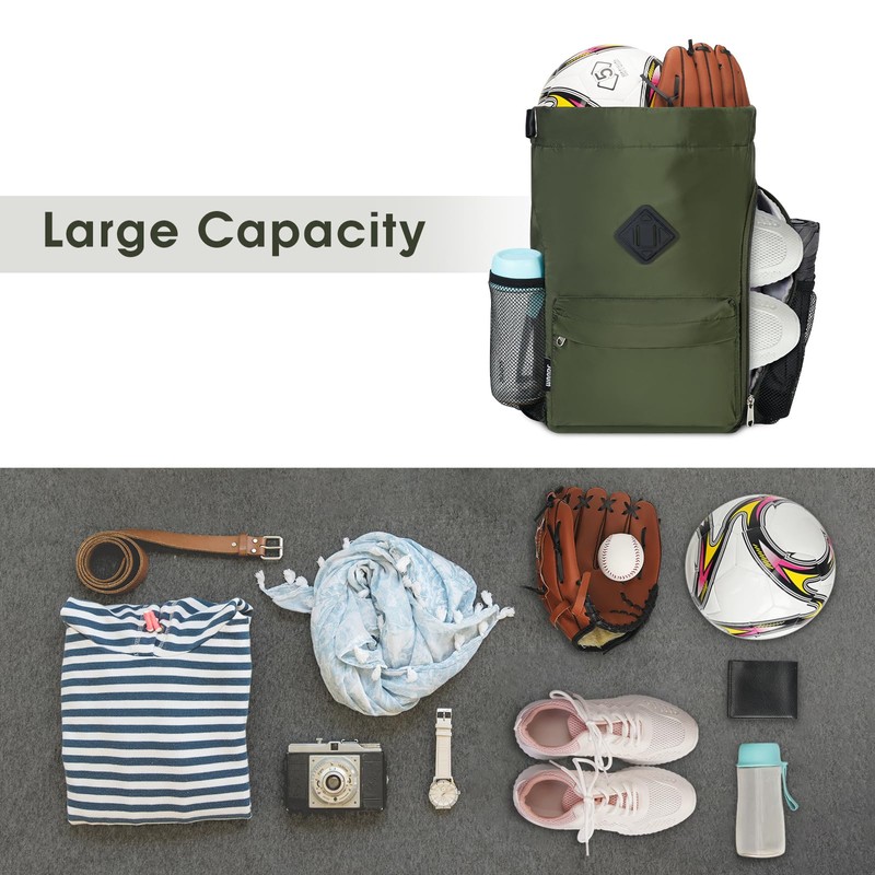 WANDF Drawstring Backpack Sports Gym Bag with Shoes Compartment, Water-Resistant