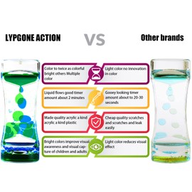 LYPGONE Liquid Motion Bubbler Timer Pack of 4 Liquid Bubbler Sensory Toys Fidget Toy Anxiety Autism Toys Relaxing Desk Toys (Pack of 4)