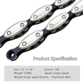 Bicycle Chain, 6/7/8 Speed Bicycle Chain, 1/2 x 3/32 Inch Bicycle Chain, Special Steel, Durable, Silver, for Road Bike, Mountain Bike, Sports Bike, Compatible with Various Bicycle Types