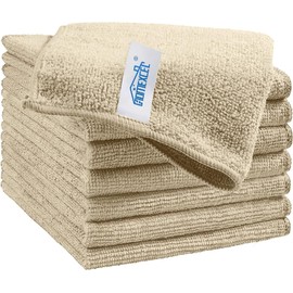 HOMEXCEL Brown Microfiber Cleaning Cloth, 8 Pack Cleaning Towels for Kitchen, Lint Free, Scratch-Free, Highly Absorbent, and Reusable Cleaning Rags for