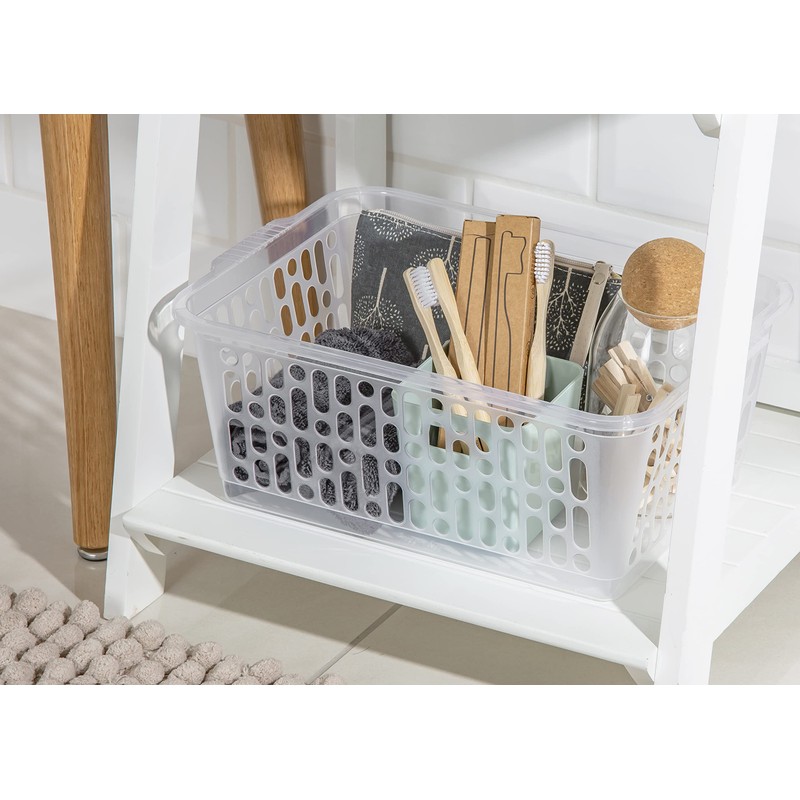 (Pack of 2) 9.7 Litre Clear Storage Baskets - 37cm