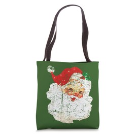 Distressed Vintage Santa Claus Face Old Fashioned Christmas Tote Bag