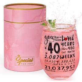 40th Birthday Gifts for Women - Funny 1984 Engraved 40th Birthday Gifts Ideas for Women, Friend, Sister, Mom - 40th Birthday Decorations Present for Women - Time Commemoration 40th Wine Glass 18 oz