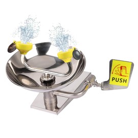 Stainless Steel Eye Wash Station OSHA Approved, Eyewash Station, Wall Mounted First Aid Eye Wash with Dual Nozzles, Portable Eye Wash Station with Sign for Factory, Lab