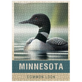 MyPuzzle State Birds Series: Minnesota, Common Loon, Close-up - Premium 500 Piece Jigsaw Puzzle for Adults