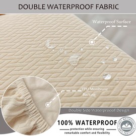 BOGUANG Waterproof Chair Covers Dining Chair Cover,Removable Washable Jacquard Parsons Chair Covers (Cream-Set of 6)