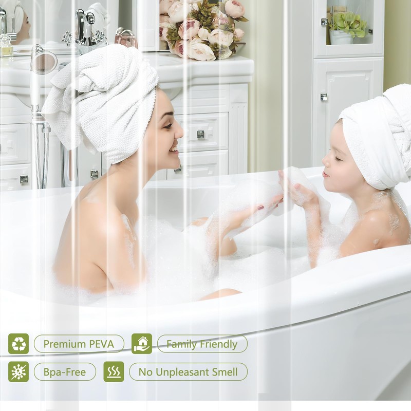 Bathroom Clear Shower Curtain Inner Liner with 3 Large Magnets,