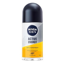 NIVEA Roll On Men Cool Active Energy 50 ml (Pack of 3) Formulated With Zinc Complex, Provides Long-lasting 48h Antiperspirant Protection for All Skin Types, Including Normal Skin
