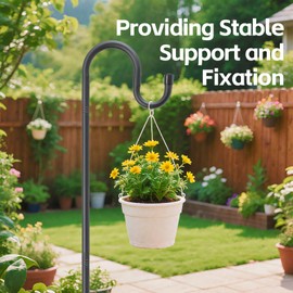 LLARGUEST Shepherds Hooks for Bird Feeder, Heavy Duty Bird Feeder Pole for Outdoor Plant, Lantern, Garden Plant Hangers for Flower Basket 46"