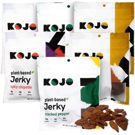 Kojo - Plant-Based Jerky Variety 6 Pack - Cracked Pepper, Ginger Teriyaki, Spicy Chipotle - 2pcs Each Flavor - Bold Flavor & Shamelessly Meaty - No Cholesterol, 9g Protein, 3g Fiber, 90 Calories