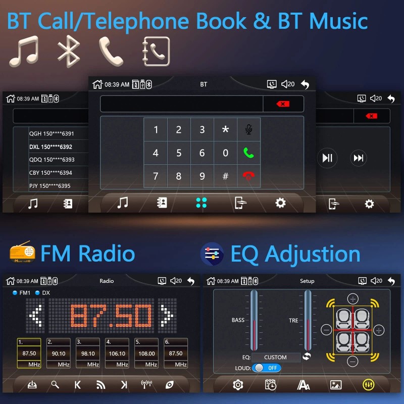podofo Single Din Apple Carplay Car Stereo with Android Auto,