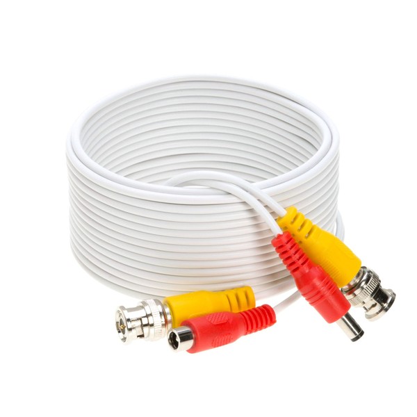 100FT White Premade BNC Video Power Cable Extension Wire for