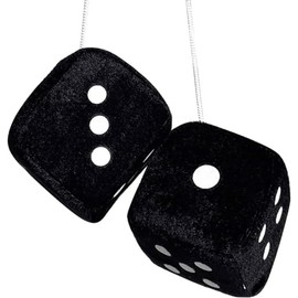 Vintage-Inspired Fluffy Dice for Car Rearview Mirror – Soft Plush Pair with Hanging String for Retro Interior Decoration